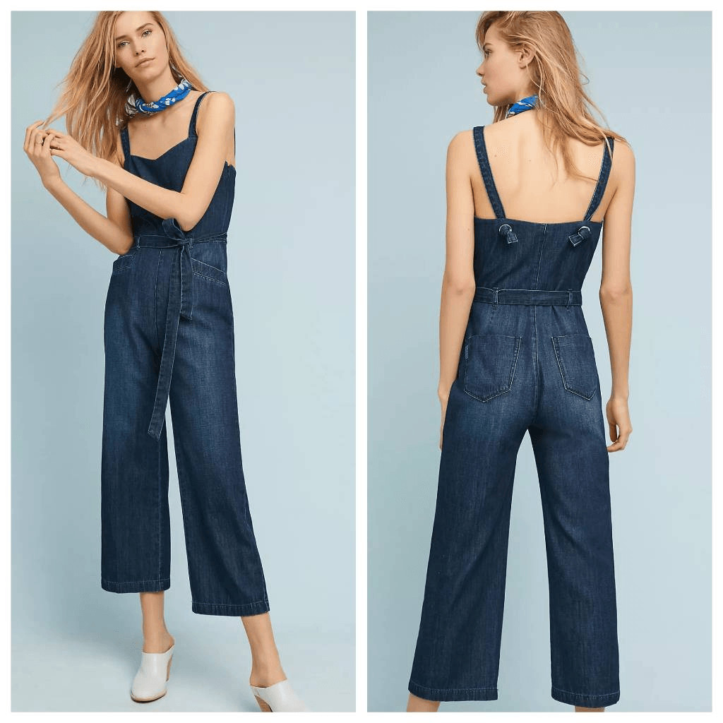 Paige Emma Cropped Flare Denim Jean Jumpsuit Jumper Medium Trendy Festival Conce