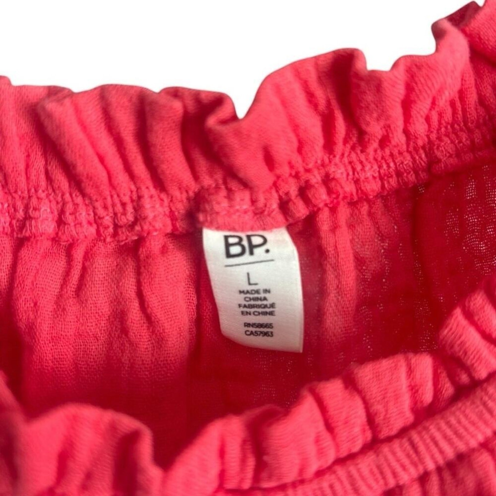 BP Pink Seersucker Off Shoulder Romper Large 100% Cotton Ruffle NWOT