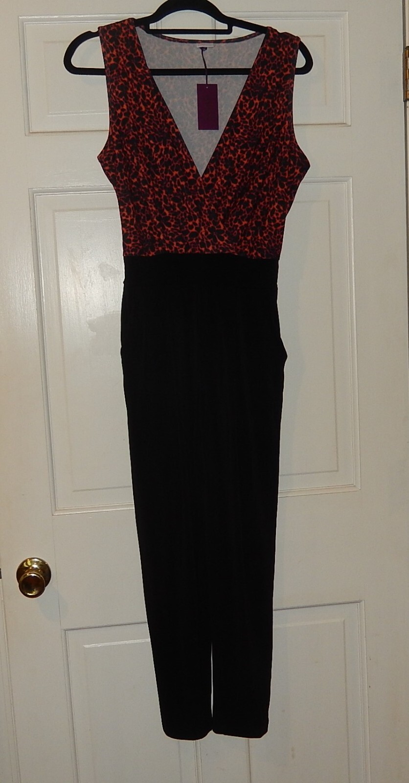 Lascana Black Red Sexy Sleeveless V-Neck 2-in-1 Pant Jumpsuit Look Size 4 NIP