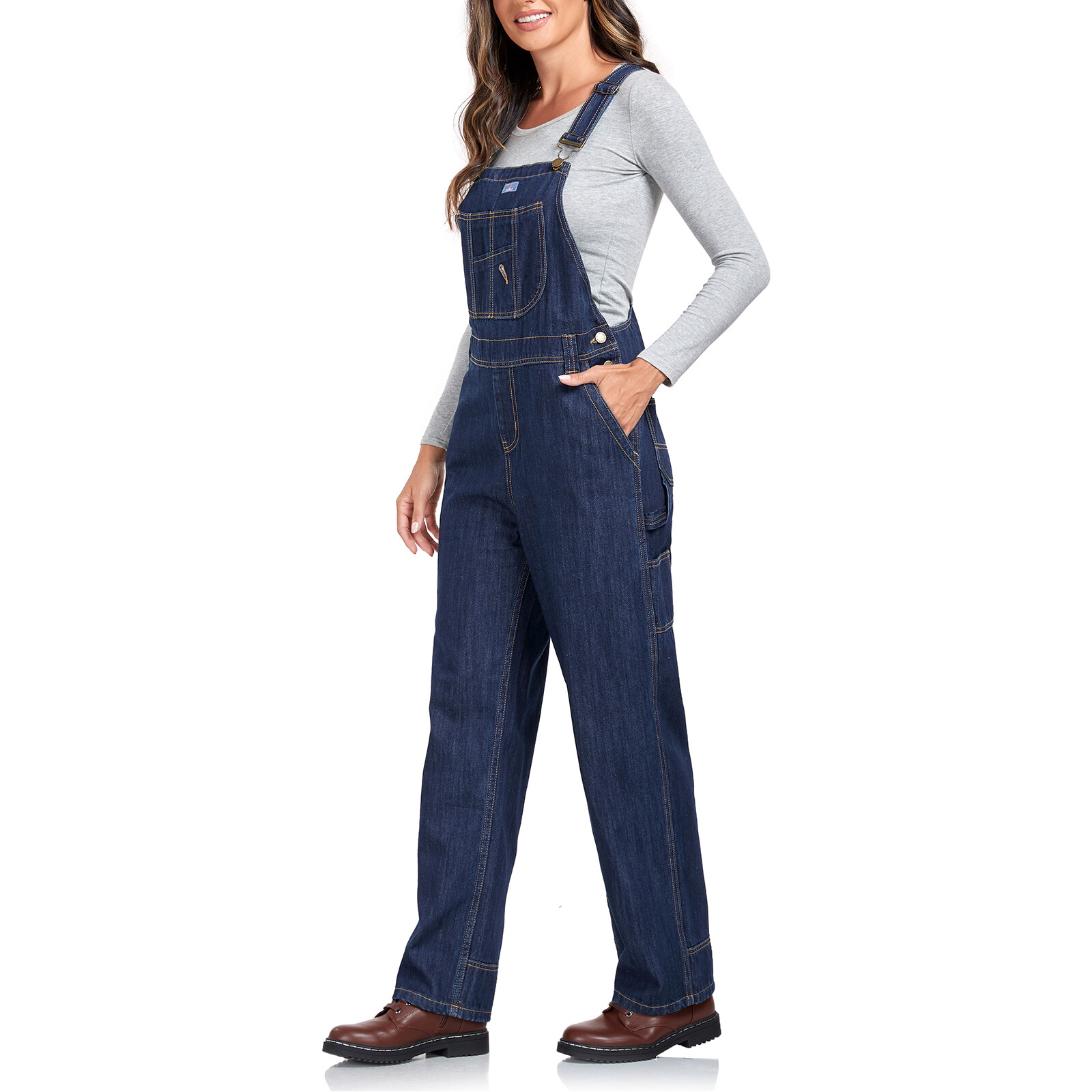 HISEA Women Bib Overall Relaxed Fit Workwear Cotton Denim Jumpsuit Jeans Pockets