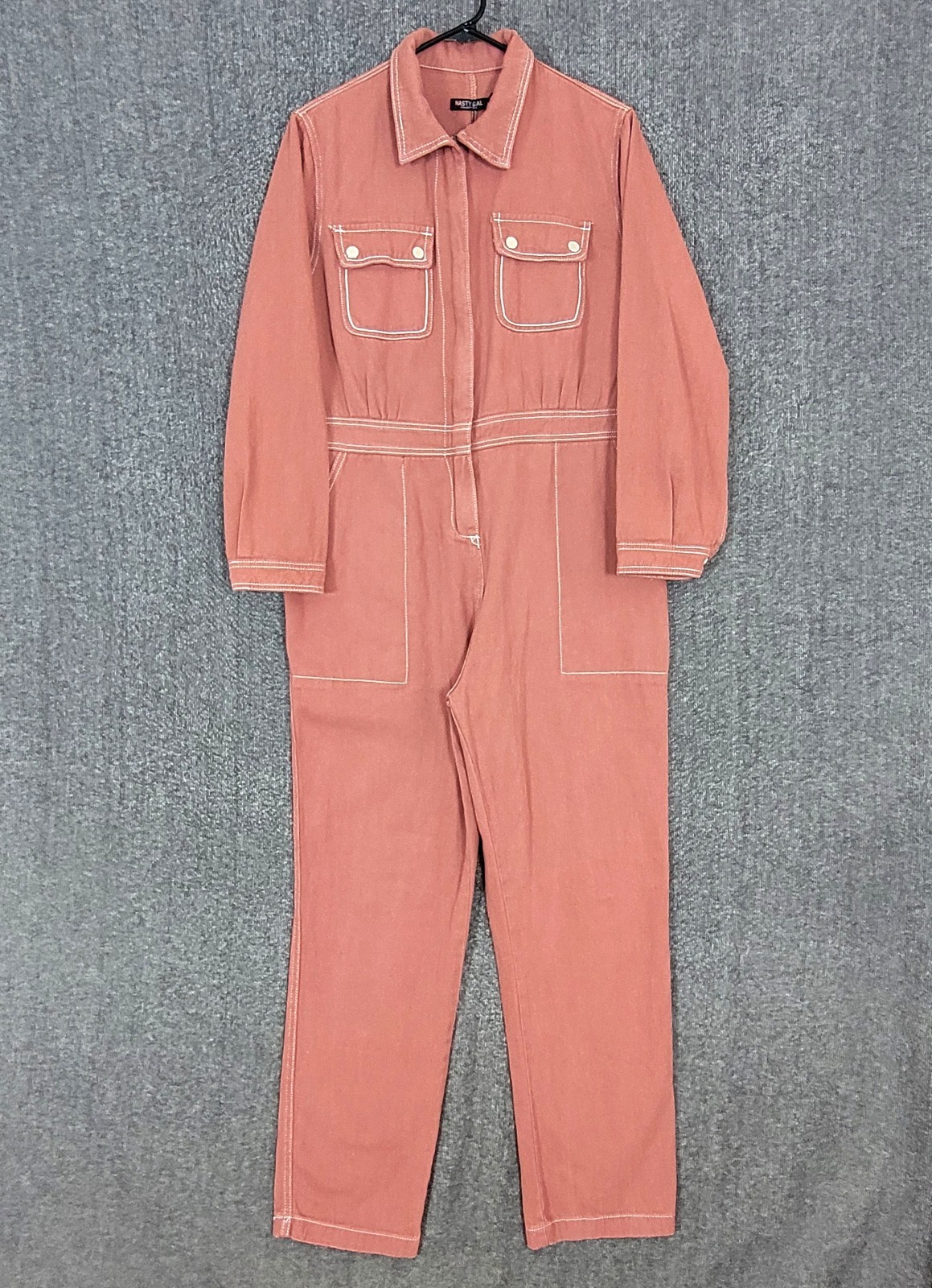 Nasty Gal Jumpsuit Womens 10 Rose Denim Boilersuit Long Sleeve NWT AS IS