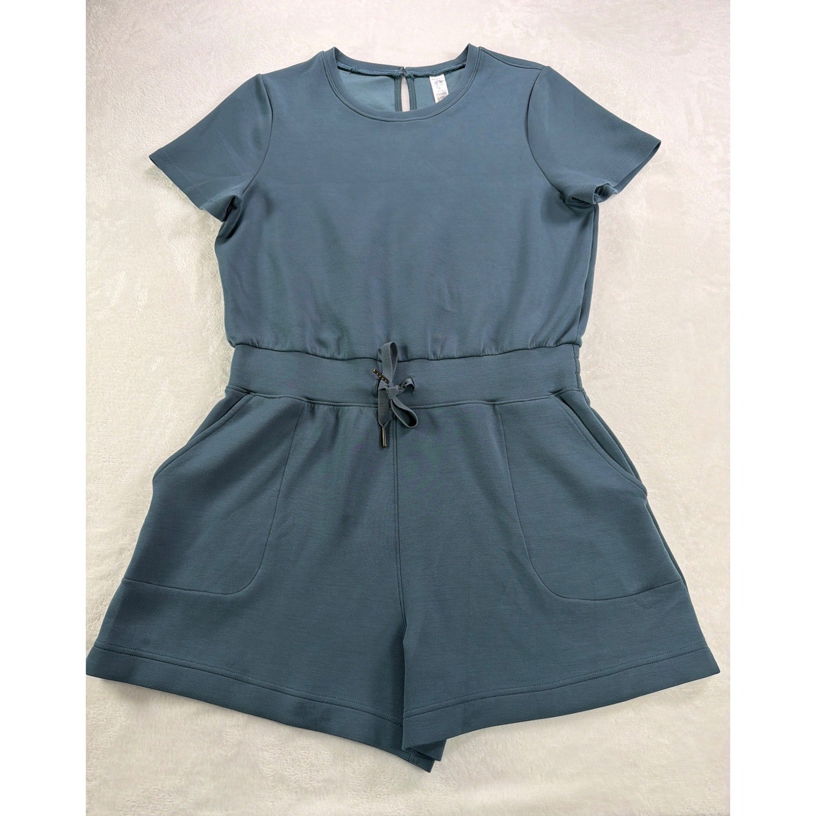 Spanx AirLuxe Romper Women’s Large Teal AirLuxe Modern Elegant Chic Travel