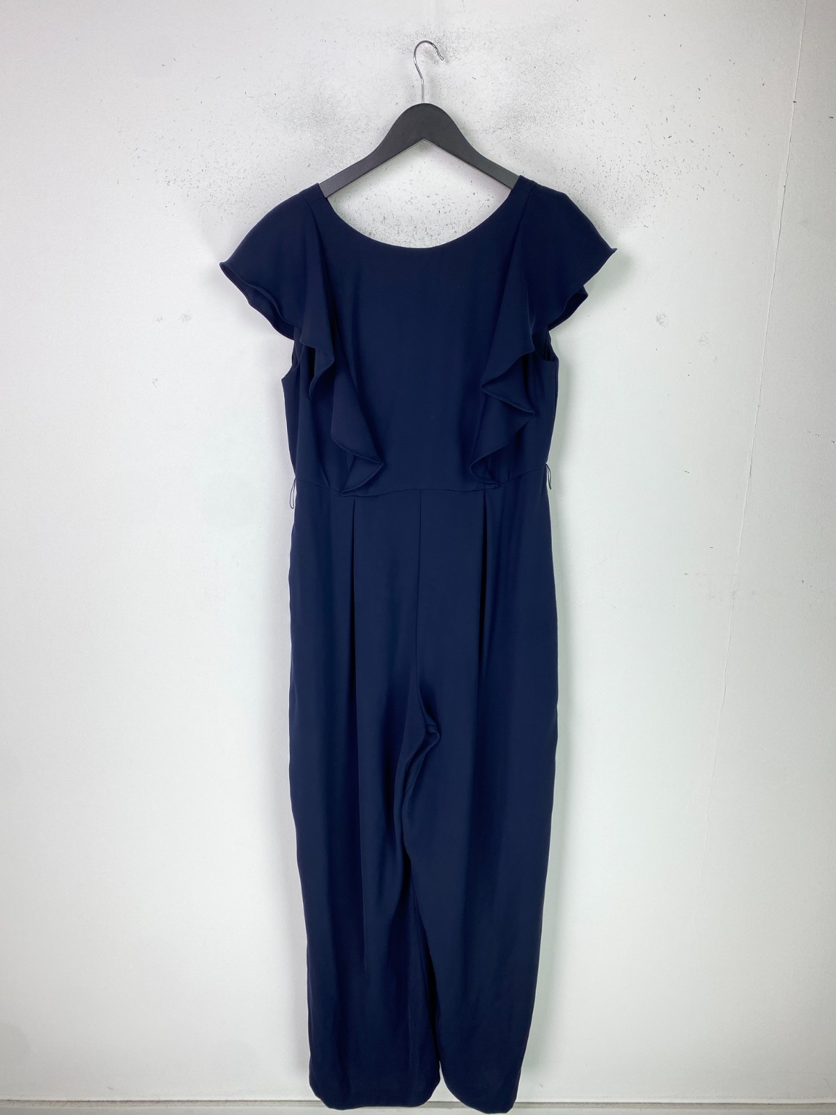 Phase Eight Navy Plain Jumpsuit Short Ruffle Sleeve Straight Leg Style UK 16