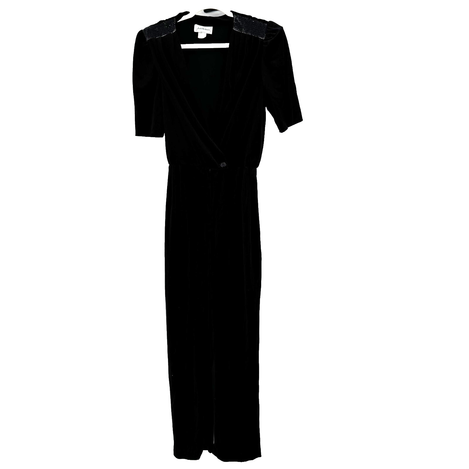 Vintage Velvet Velour Jumpsuit Women’s Size 12 Black Retro 90s 80’s Stretch USA
