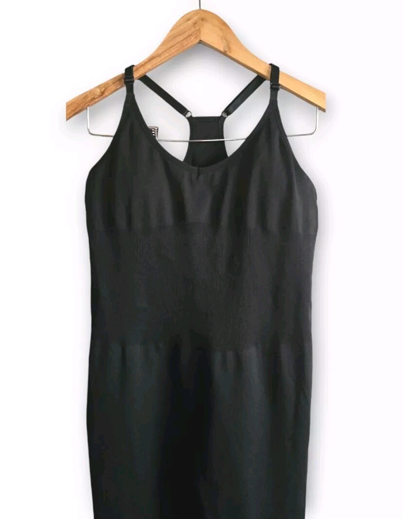 VS Pink Active Jumpsuit Womens Large Black Racerback Shelf Bra Athleisure NWT