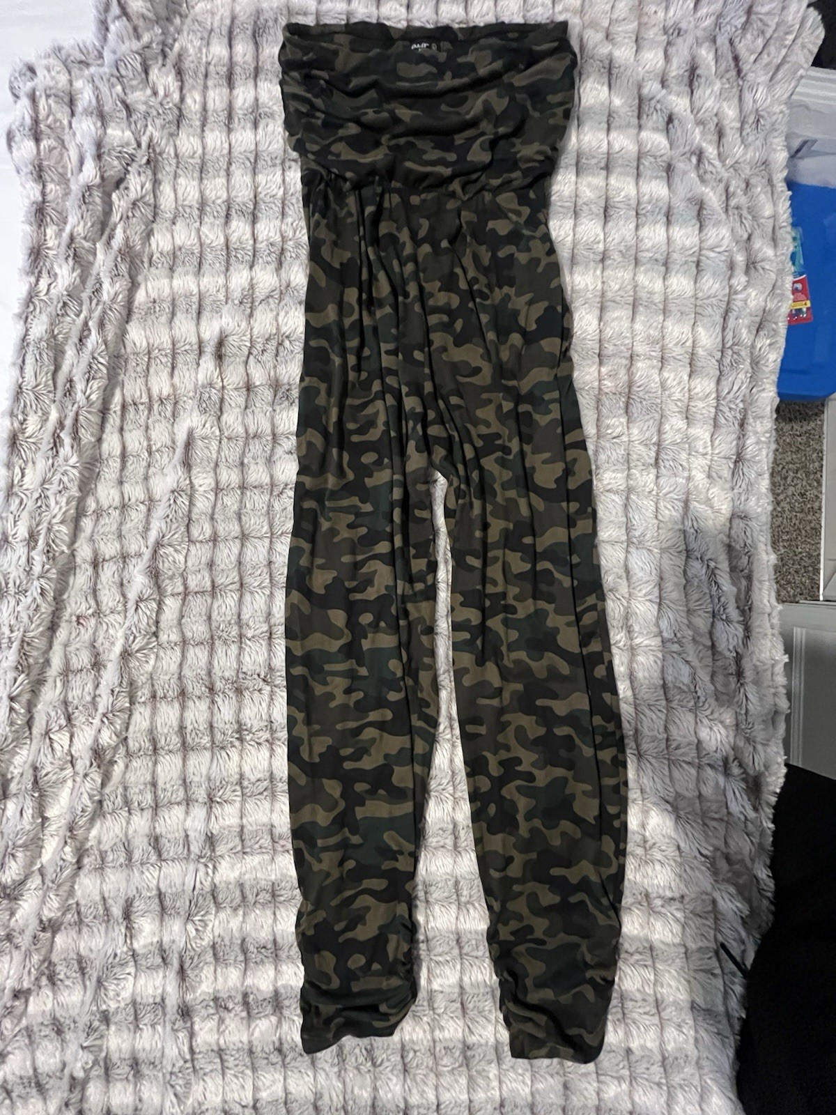 Popular Basics Women’s Strapless Camouflage Jumpsuit S Green/Black Stretch