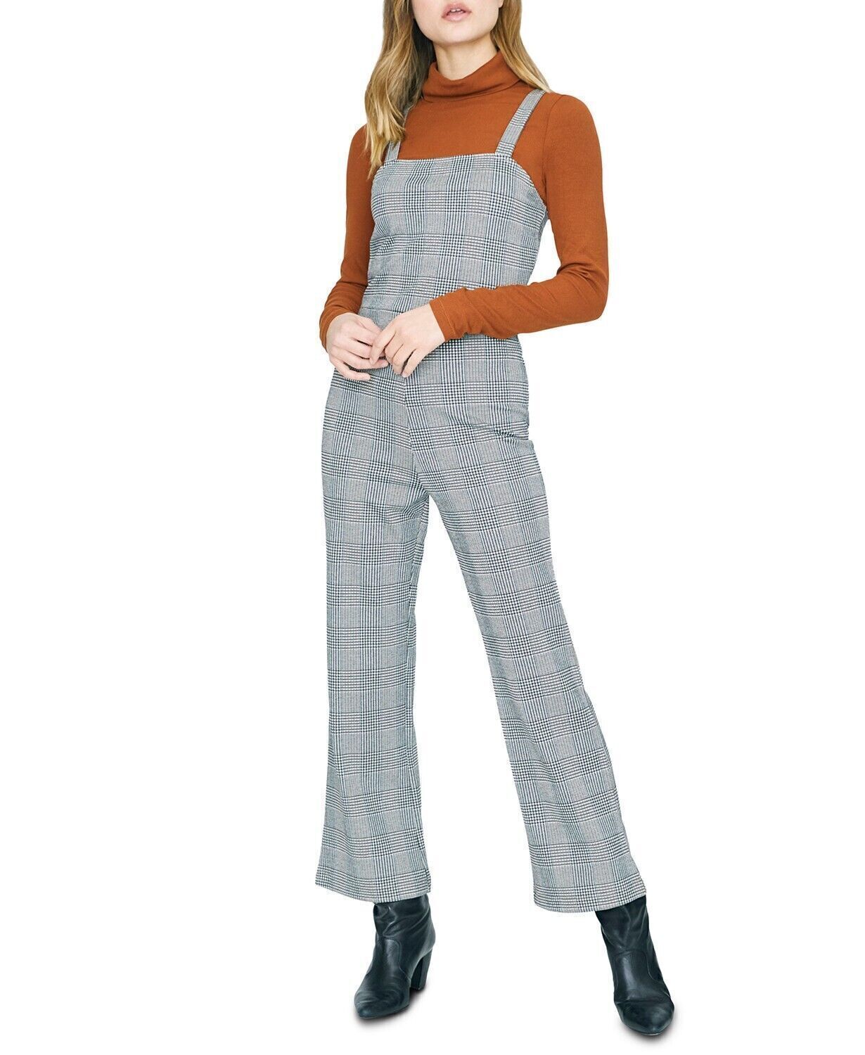 Sanctuary Jumpsuit Check You Later Plaid Wide Leg Women Grey Sz XL NEW NWT 464