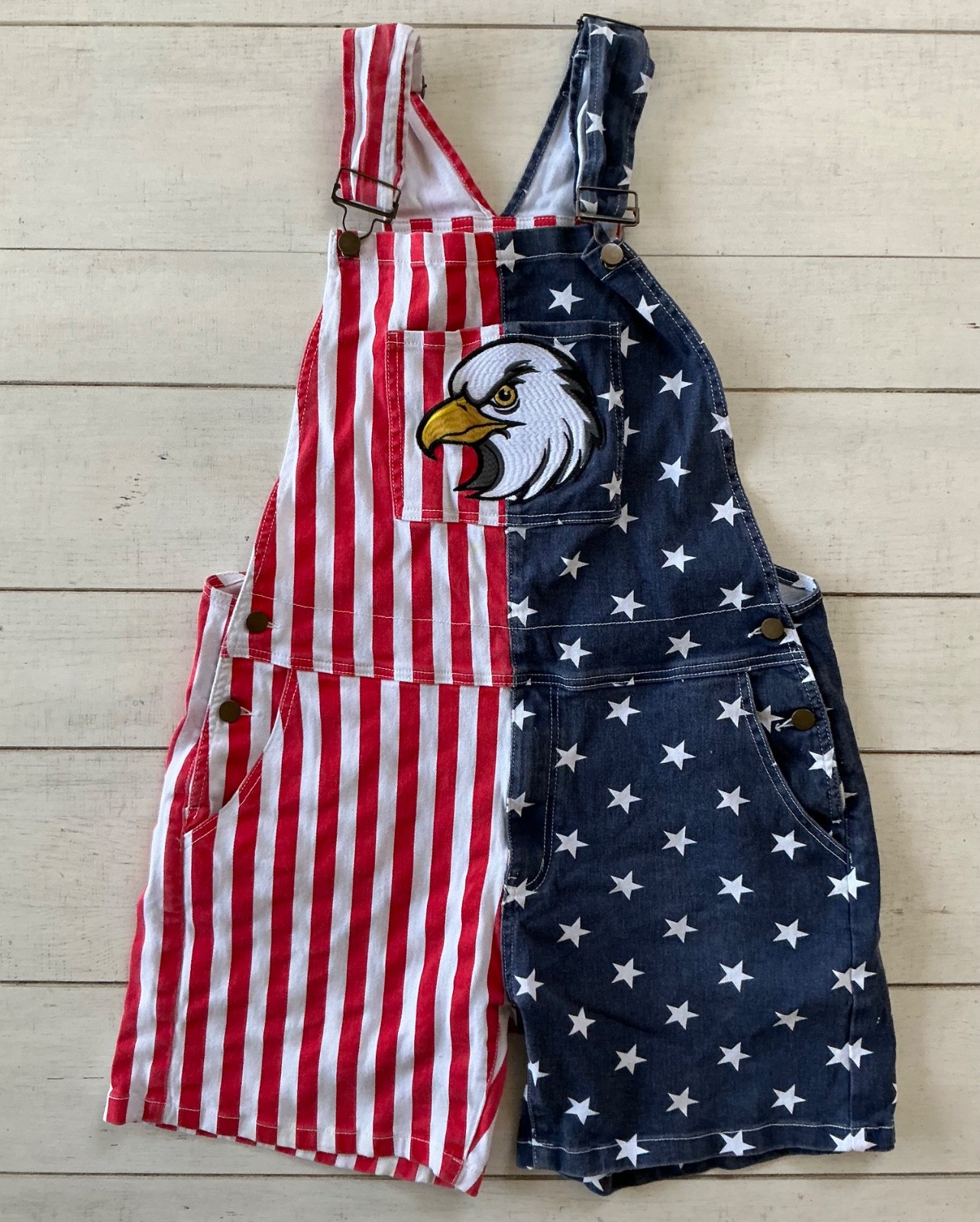 Women’s AMERICAN FLAG BALD EAGLE STARS & STRIPES ROMPER 4th of July Streetwear