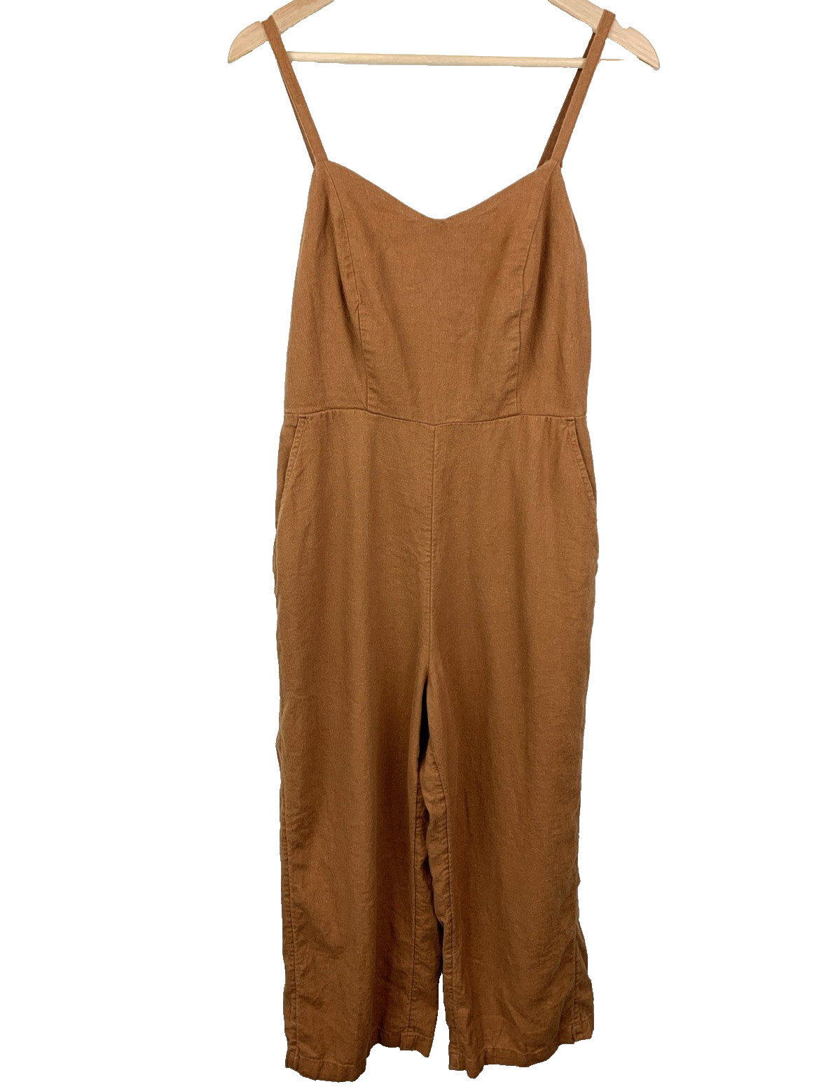 Old Navy Jumpsuit Linen Blend S Women’s Sleeveless Cami Brown Wide Leg Cropped