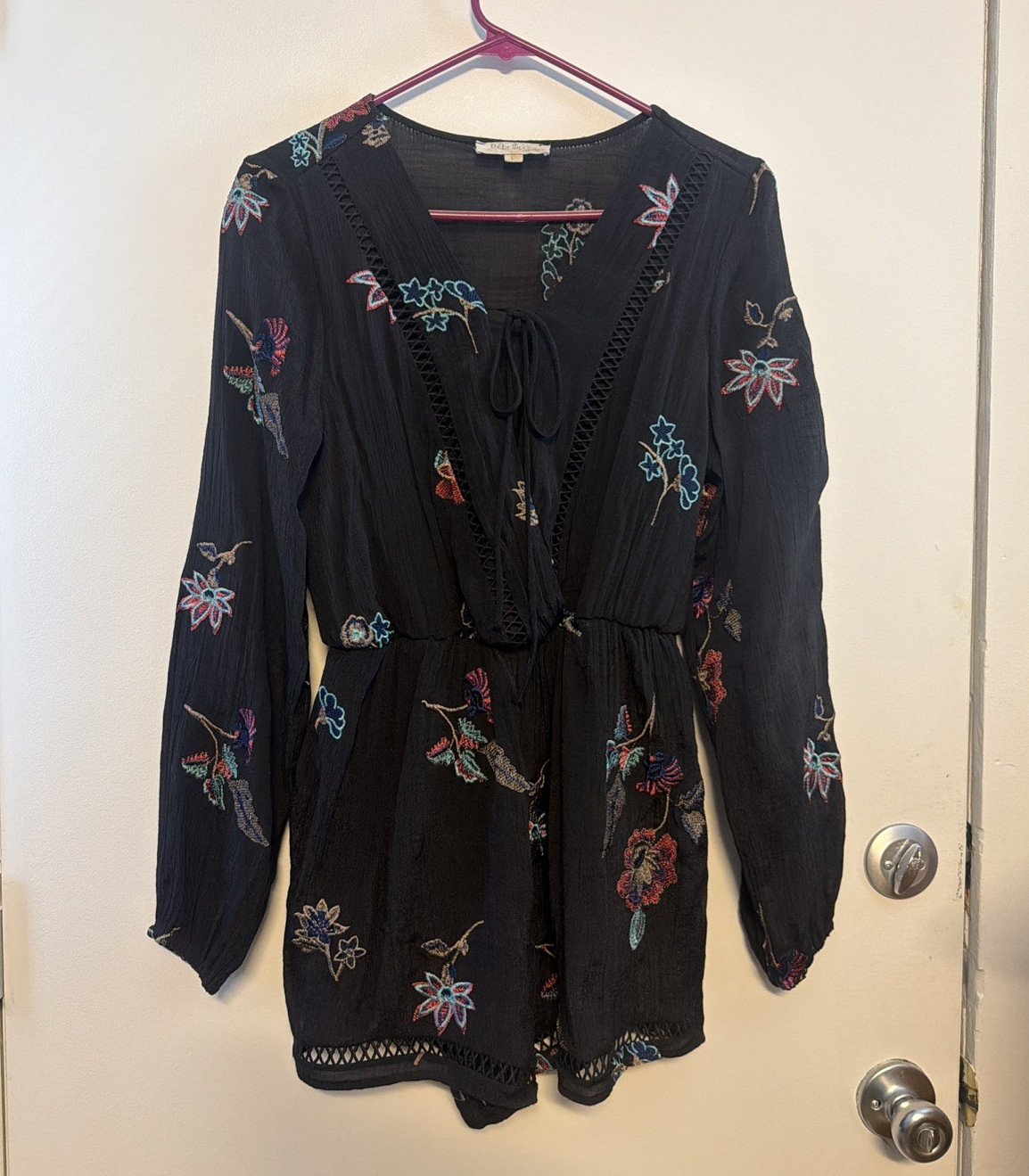 Summer Sz L Gauzy She W/ Embroidered Florals Boho, Festival, Whimsy