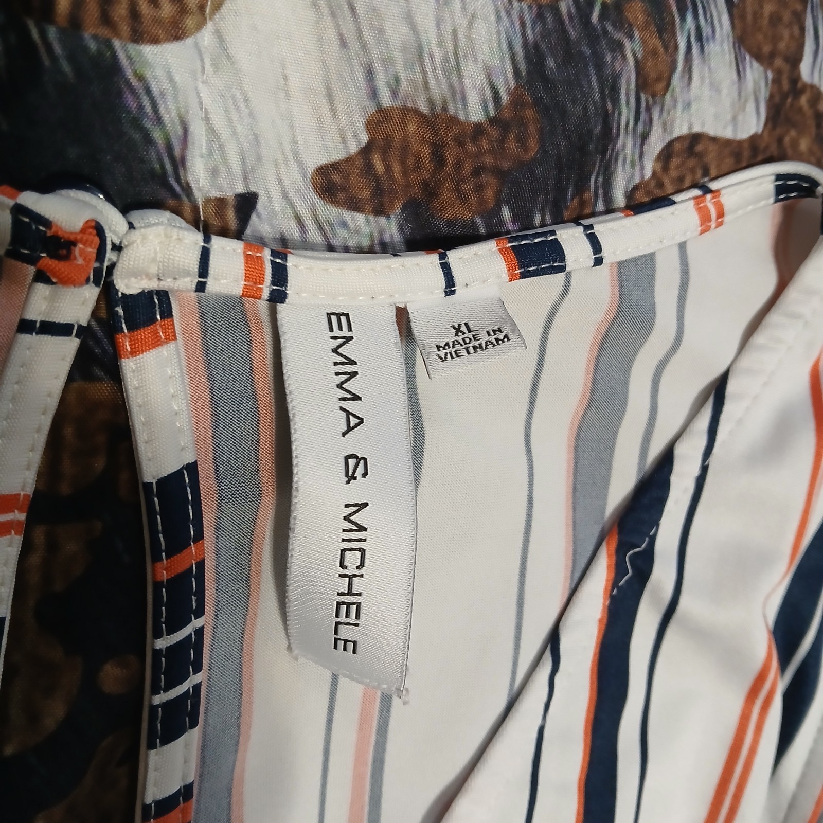Emma & Michele XL Striped Jumpsuit Wide Leg Elastic Waist Tie 41” Bust 30.5”…