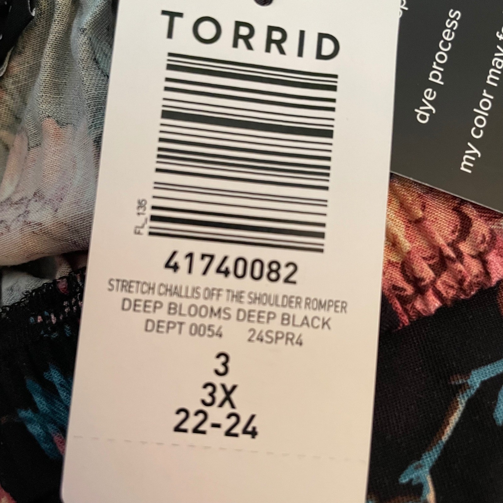 Torrid Stretch Challis Off The Shoulder Romper 3X Floral Deep Blooms NWT
