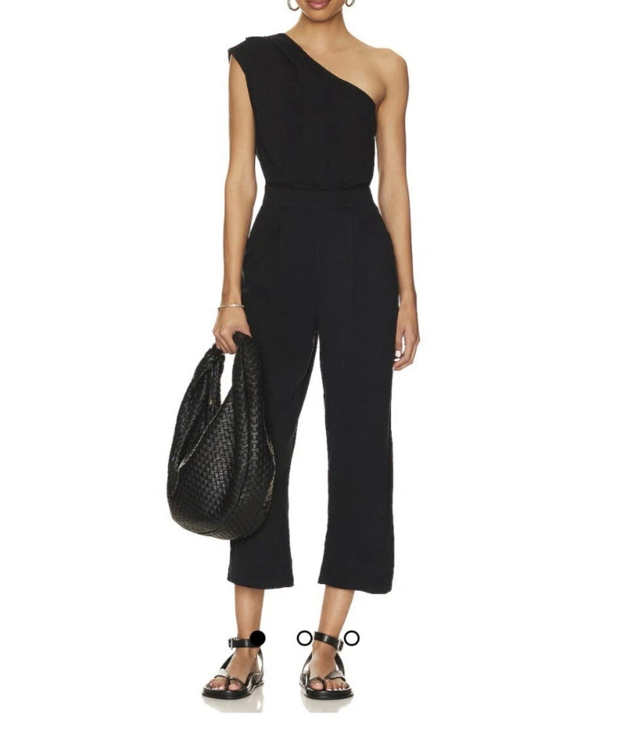 Free People Avery One Shoulder Jumpsuit in Black, M, very soft