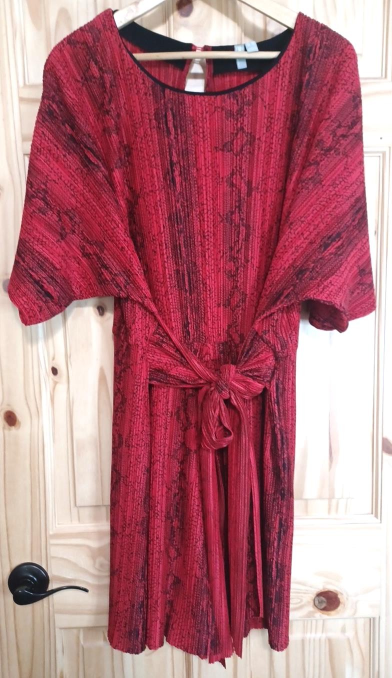 ASOS Red Black Snake Dressy Crinkled Open Back Romper Sz 16 Tie Elastic Waist