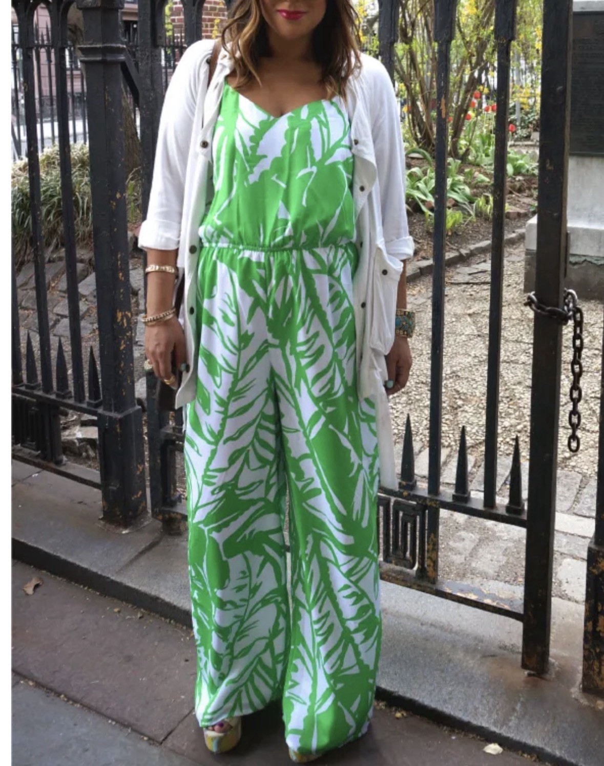 Lilly Pulitzer Satin Jumpsuit Boom Boom Tropical Green One Piece Travel Size XL