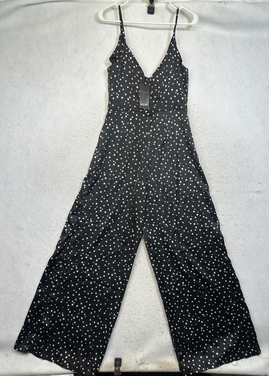 NASTY GAL Womens Size 8 Black White Polka Dot Jumpsuit Sleeveless