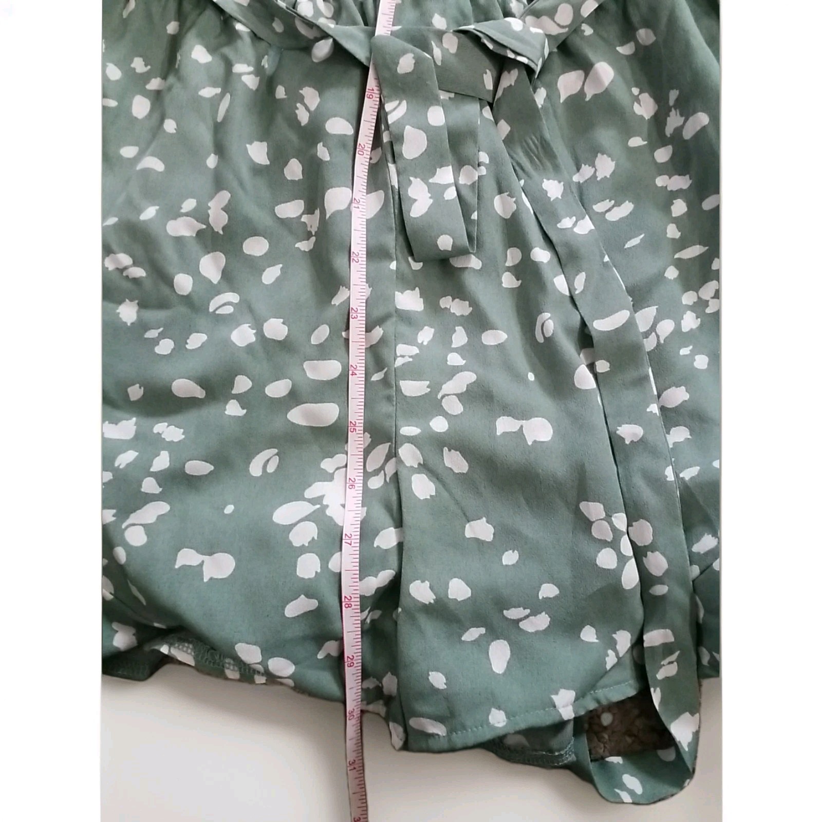 She + Sky Halter Neck Spotted Sage Green & White Romper Large Lined Shorts NWT