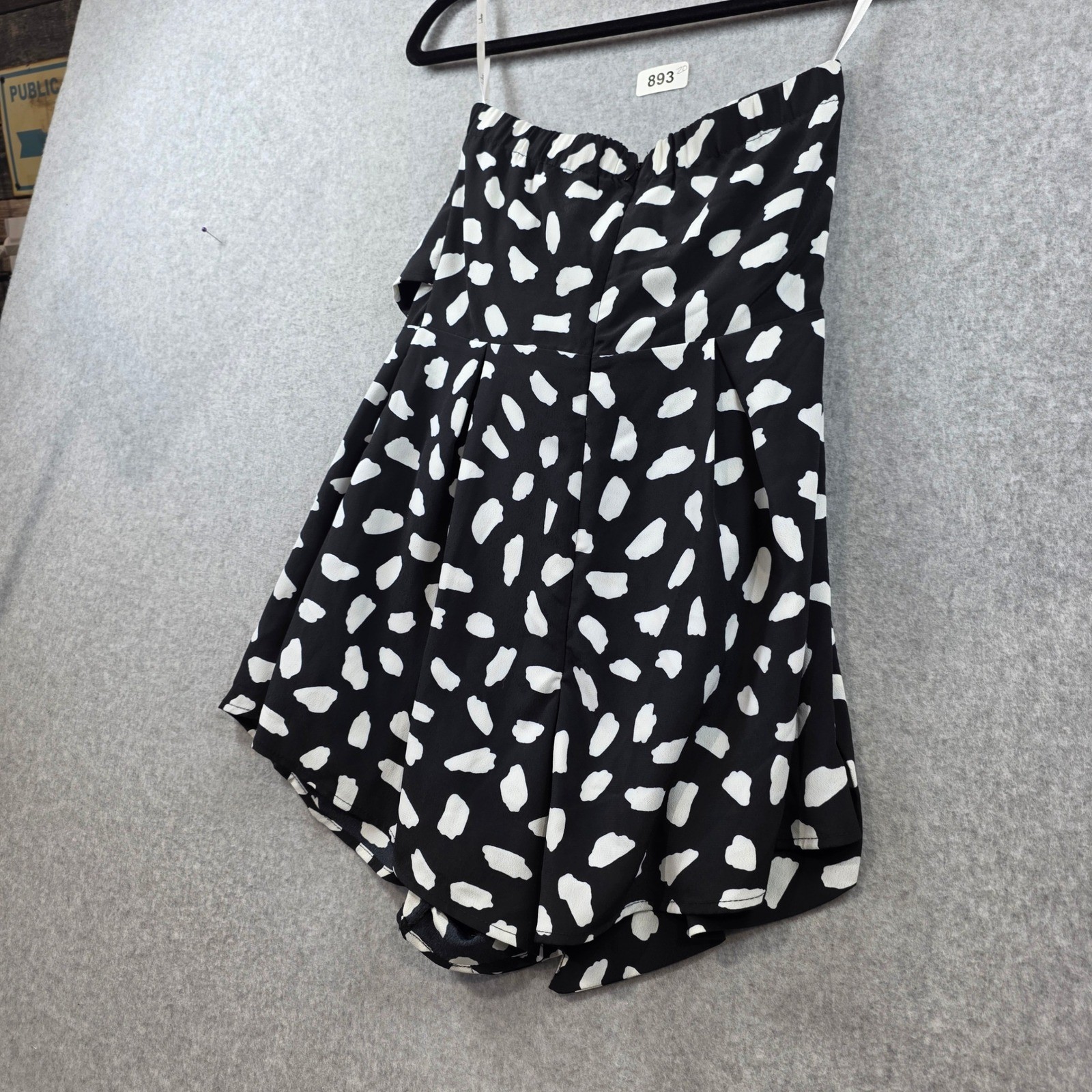 Lulus Black White Abstract Print Strapless Skort Romper Small