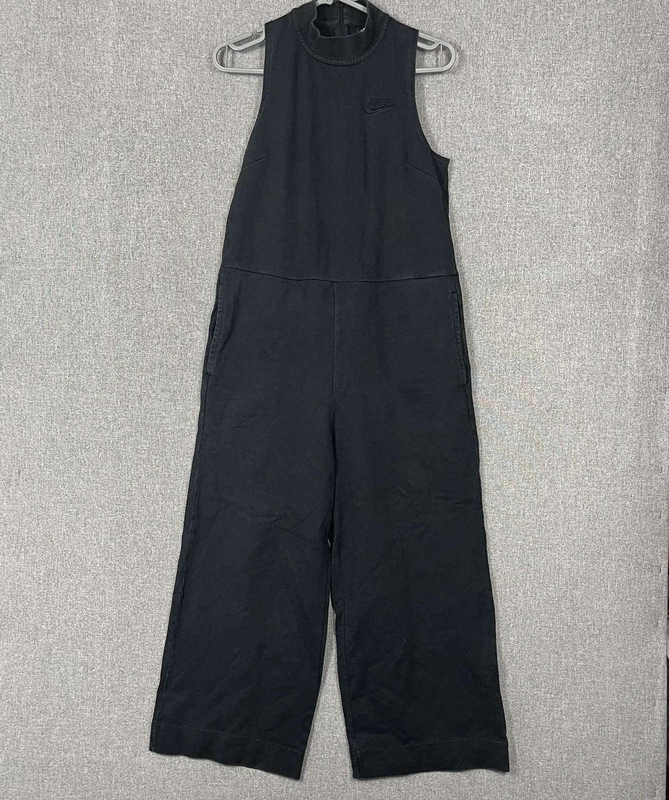 Nike Jumpsuit Size Small Woman Black 100% Cotton festival Pockets Zip to Rear