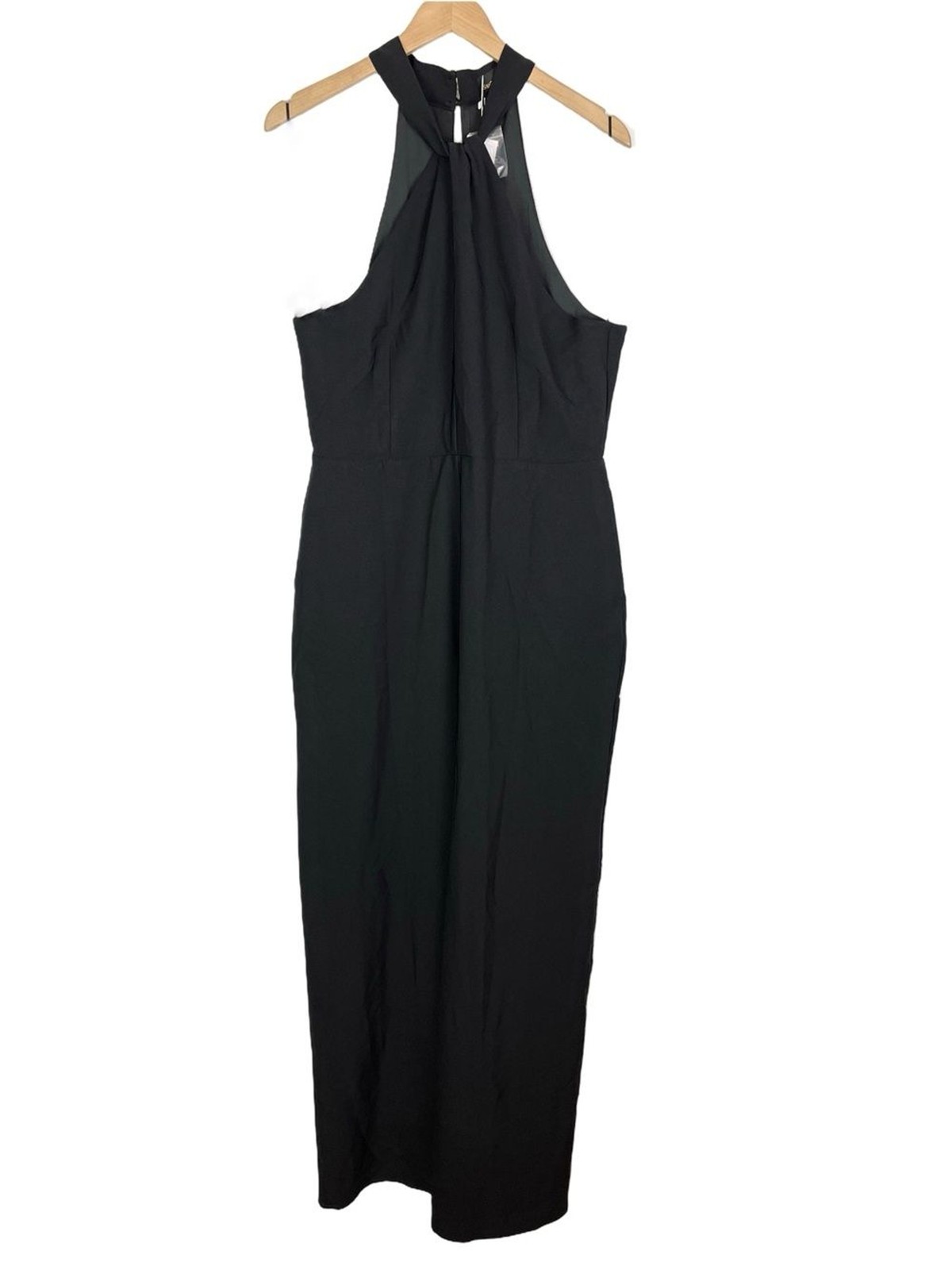 Baltic Born x Sugarlips Twist Halter Wide Leg Raya Jumpsuit Pockets Black XL $88