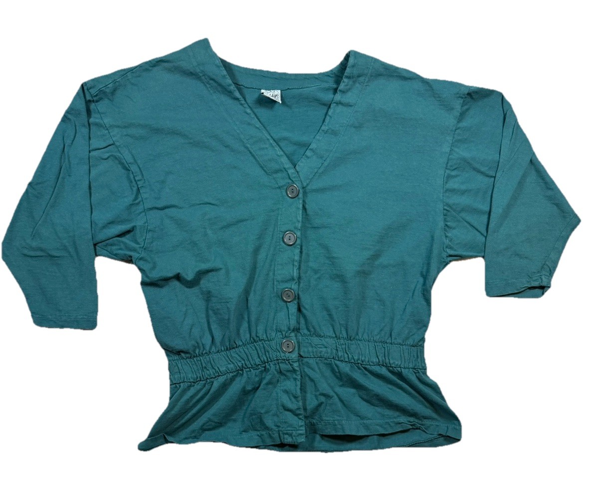 Bridge Sportswear Teal Green Button Top Ruffled Waist Womens S Farmhouse Style