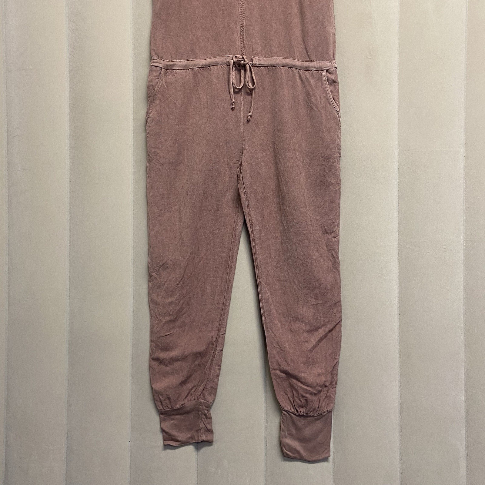 Young Fabulous & Broke YFB Womens Jumpsuit XS Linen Blend Tapered Leg Dusty Rose