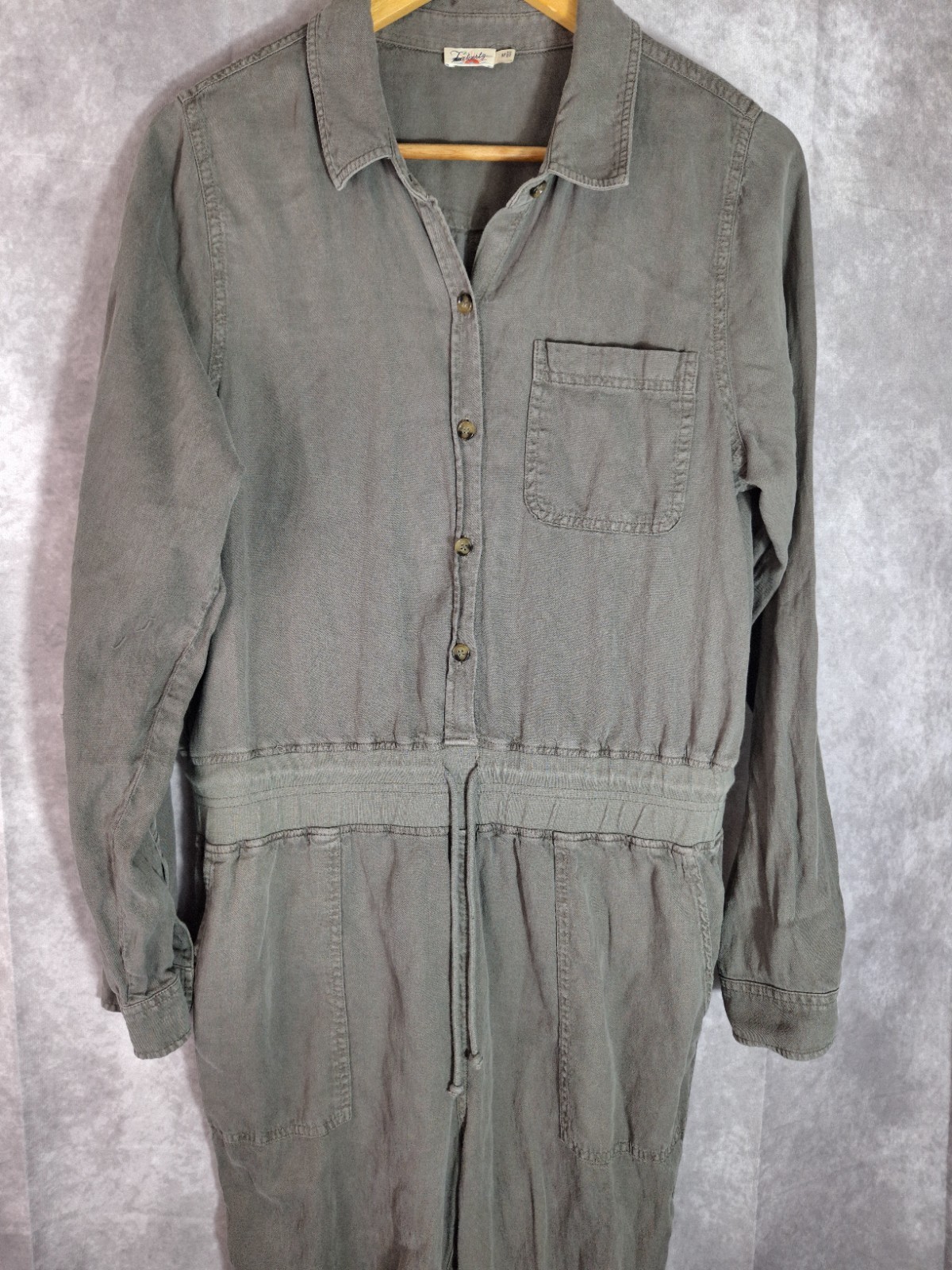 FAHERTY Linen Blend Jumpsuit Womens Sz M Gorpcore Casual Outdoor Utility Resort