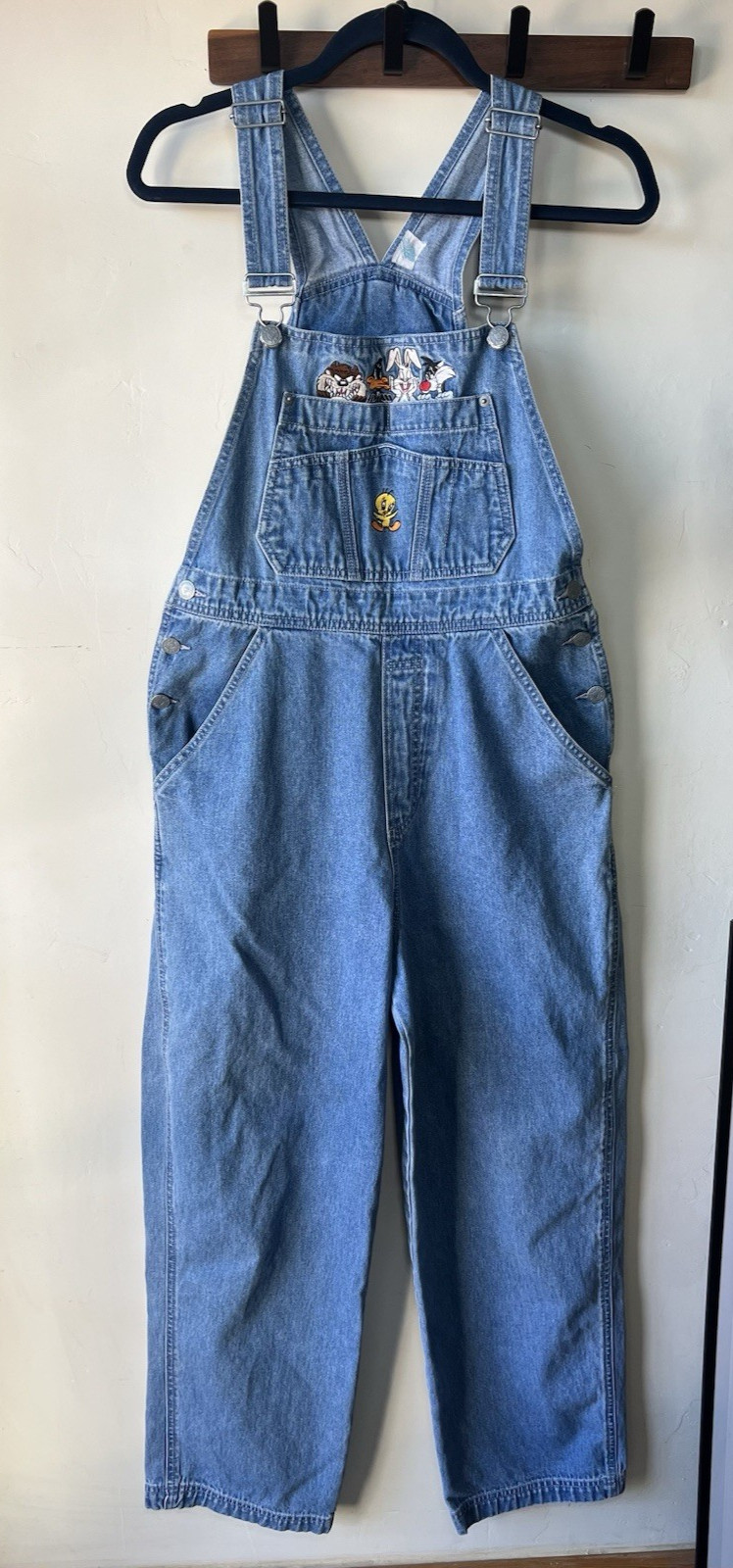 Warner Bros Studio Store Looney Tunes Denim Overalls Tweety Blue Medium Women