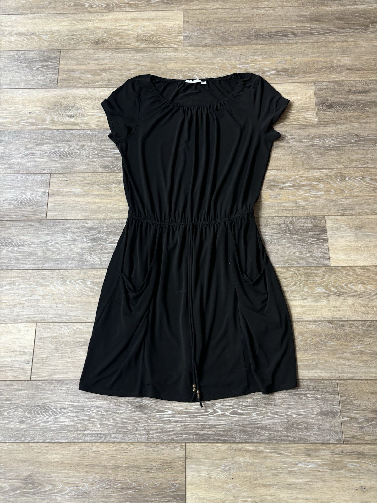 Susan Graver Romper Sz M Black Shorts Jumper Pockets Stretch Lounge Pool Beach