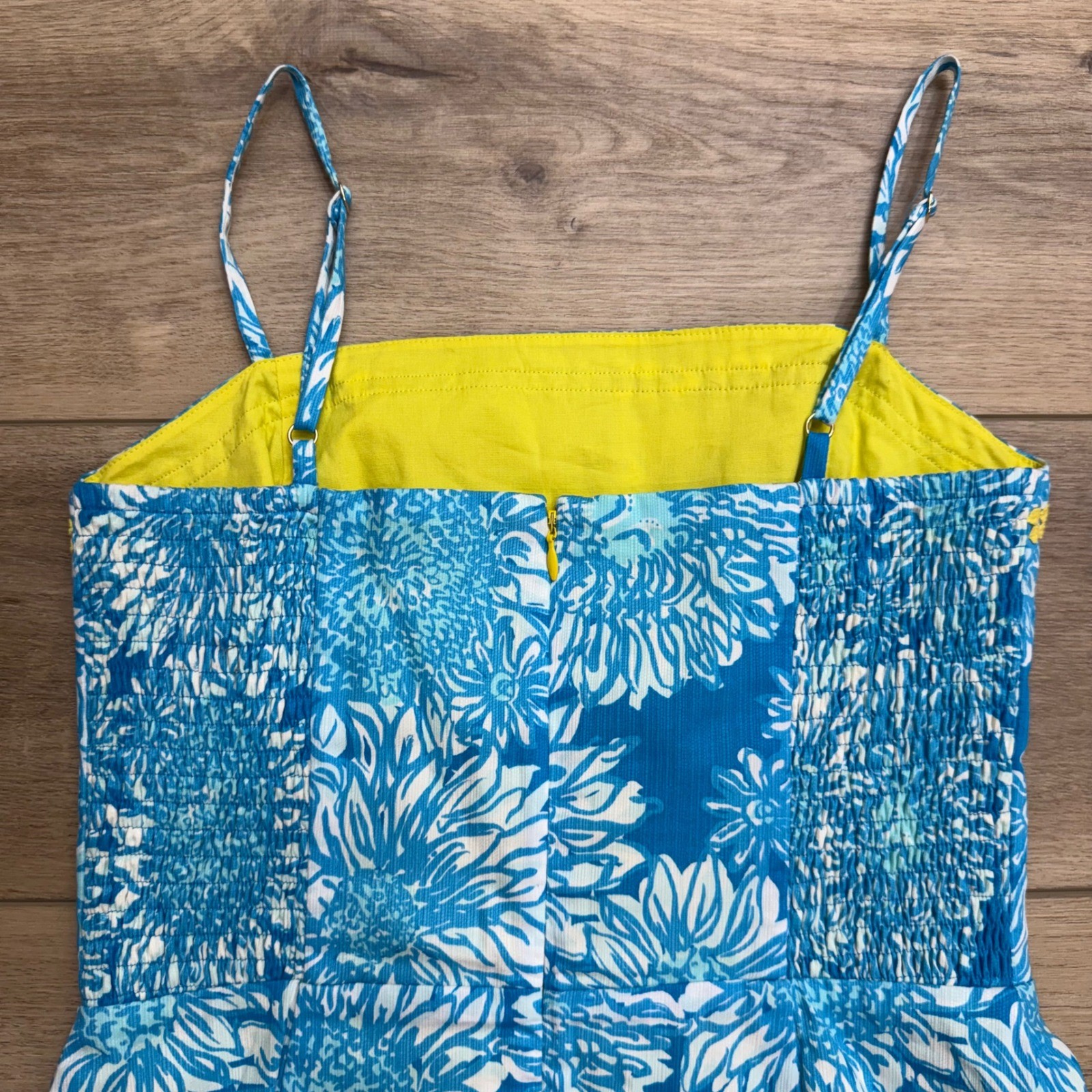 Lilly Pulitzer Jesse Romper 4 In The Sun Blue Sunflower Print Skort Dress Trim