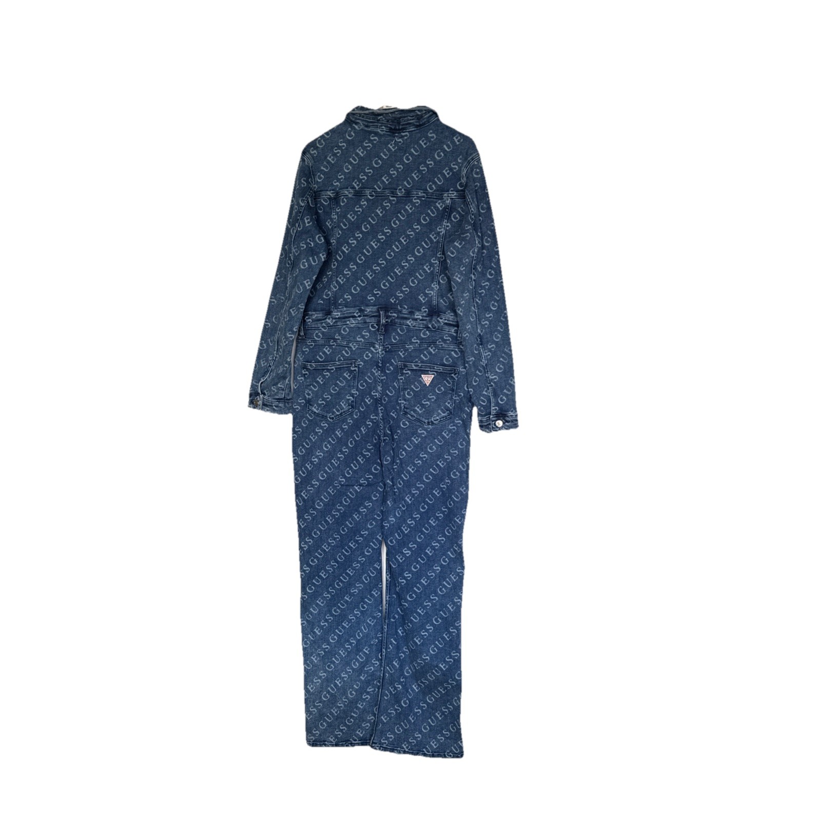 Guess Women Lorina Logo Denim Jumpsuit Medium Wash Blue Size XL NWT