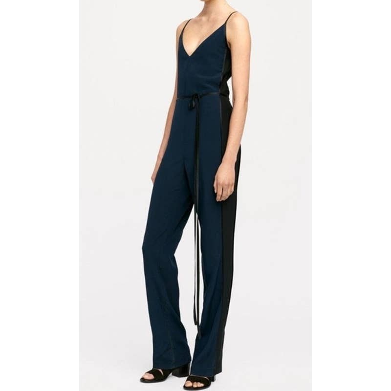 Rag & Bone Rosa Silky Jumpsuit 4 NEW Navy/Black Spaghetti Strap Summer Wedding