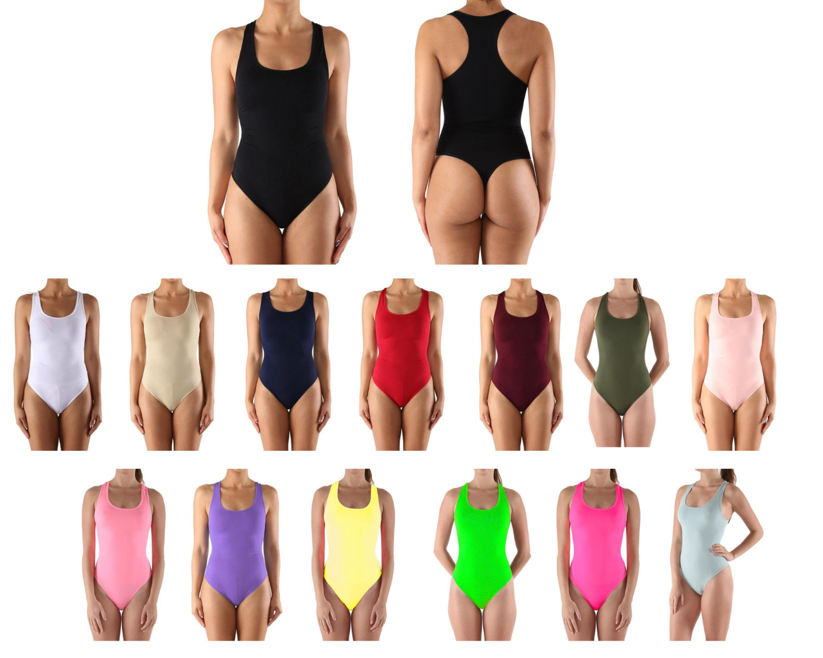 Women’s Bodysuit Thong with Bottom Snaps- Race back