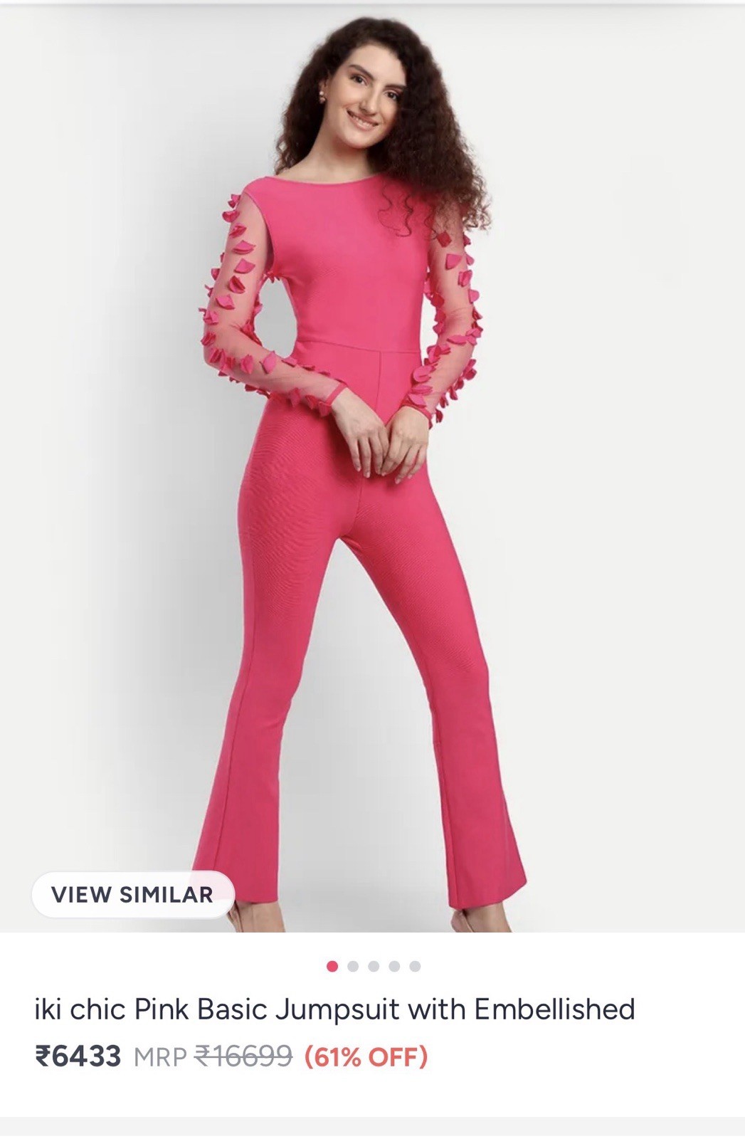 Hot Pink Ruffle jumpsuit shear Sleeves Womens S Statement Evening Party Wedding