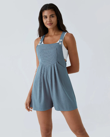 Halara Adjustable Waffle Casual Short Overalls with Pockets Women’s Size S