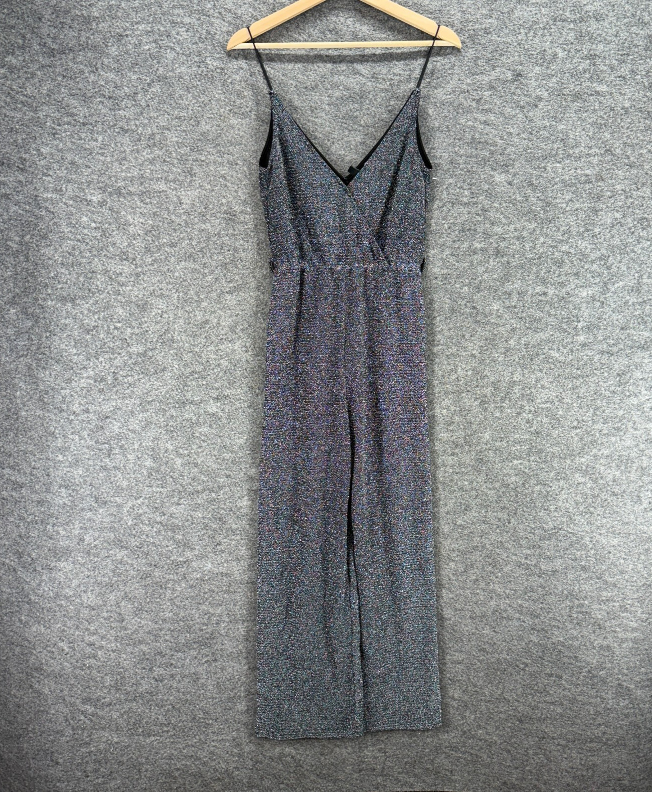 Divided Jumpsuit Women XS Gray V-Neck Sleeveless Straight Elastic Waist Casual