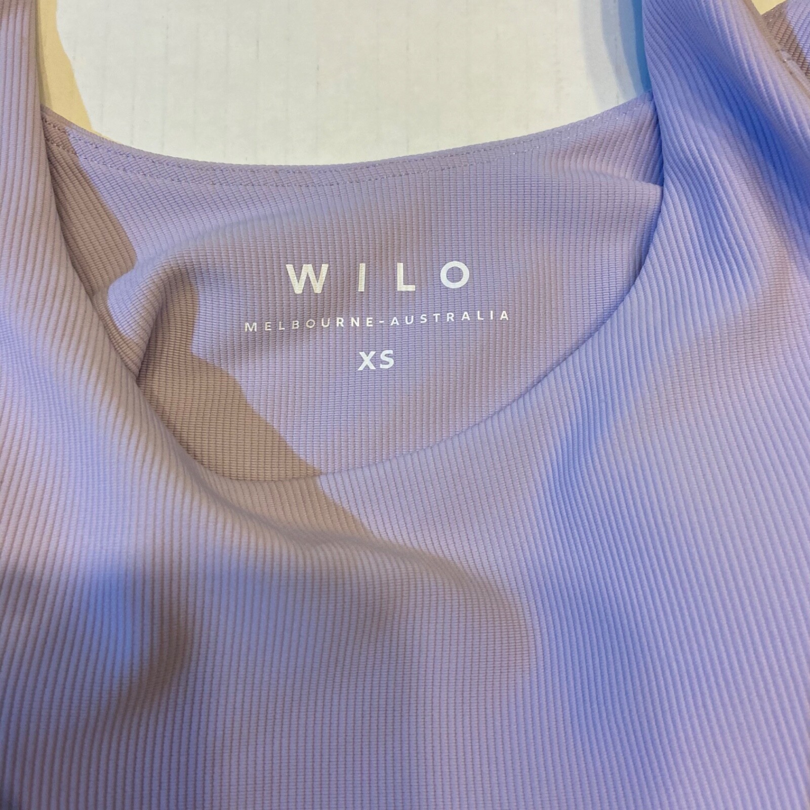 Wilo the Label Women’s Ribbed Active Romper Lilac Athleisure Travel Workout NWT