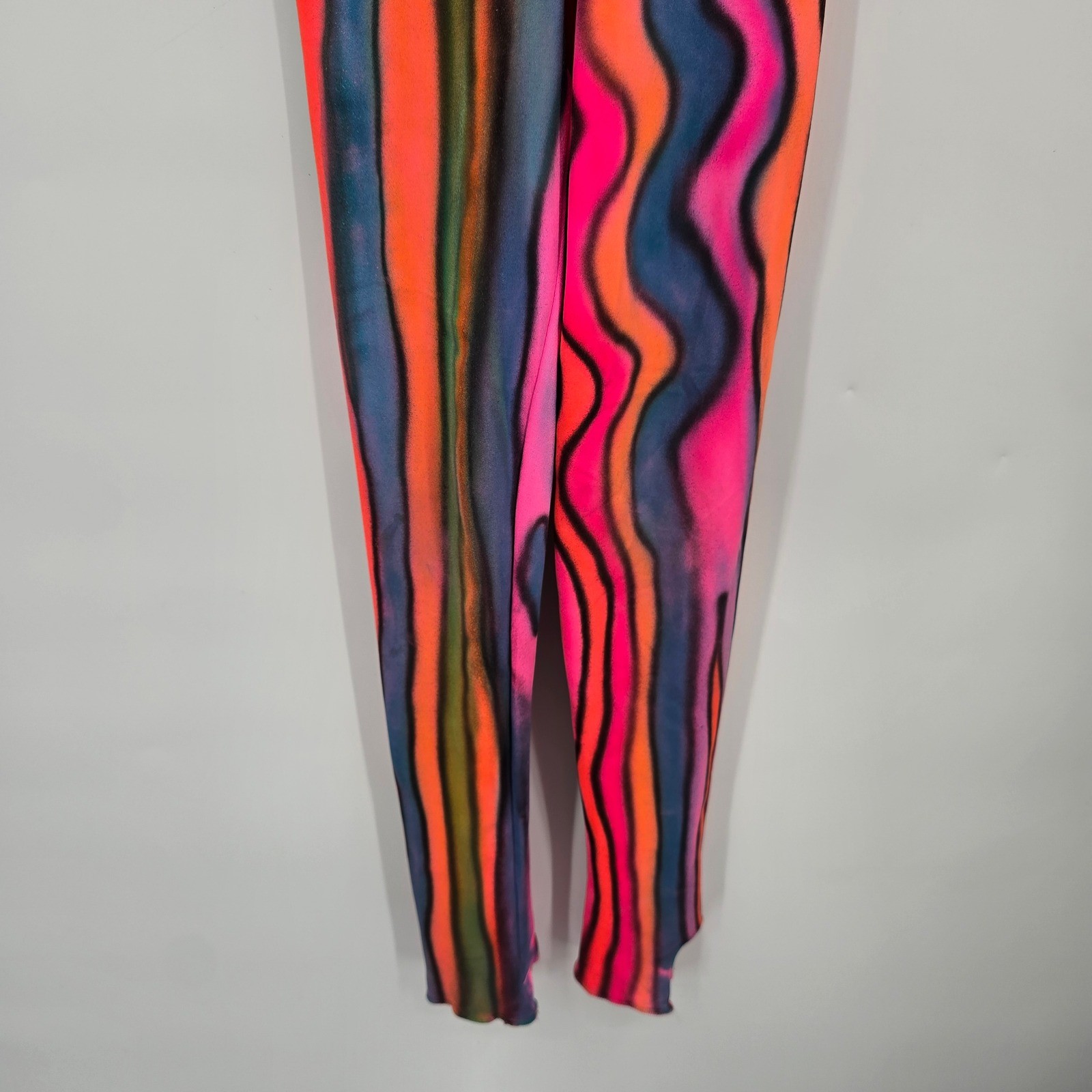 LaMendola Psychedelic Wavy Stripe Long Sleeve Stirrup Unitard Bodysuit Large USA