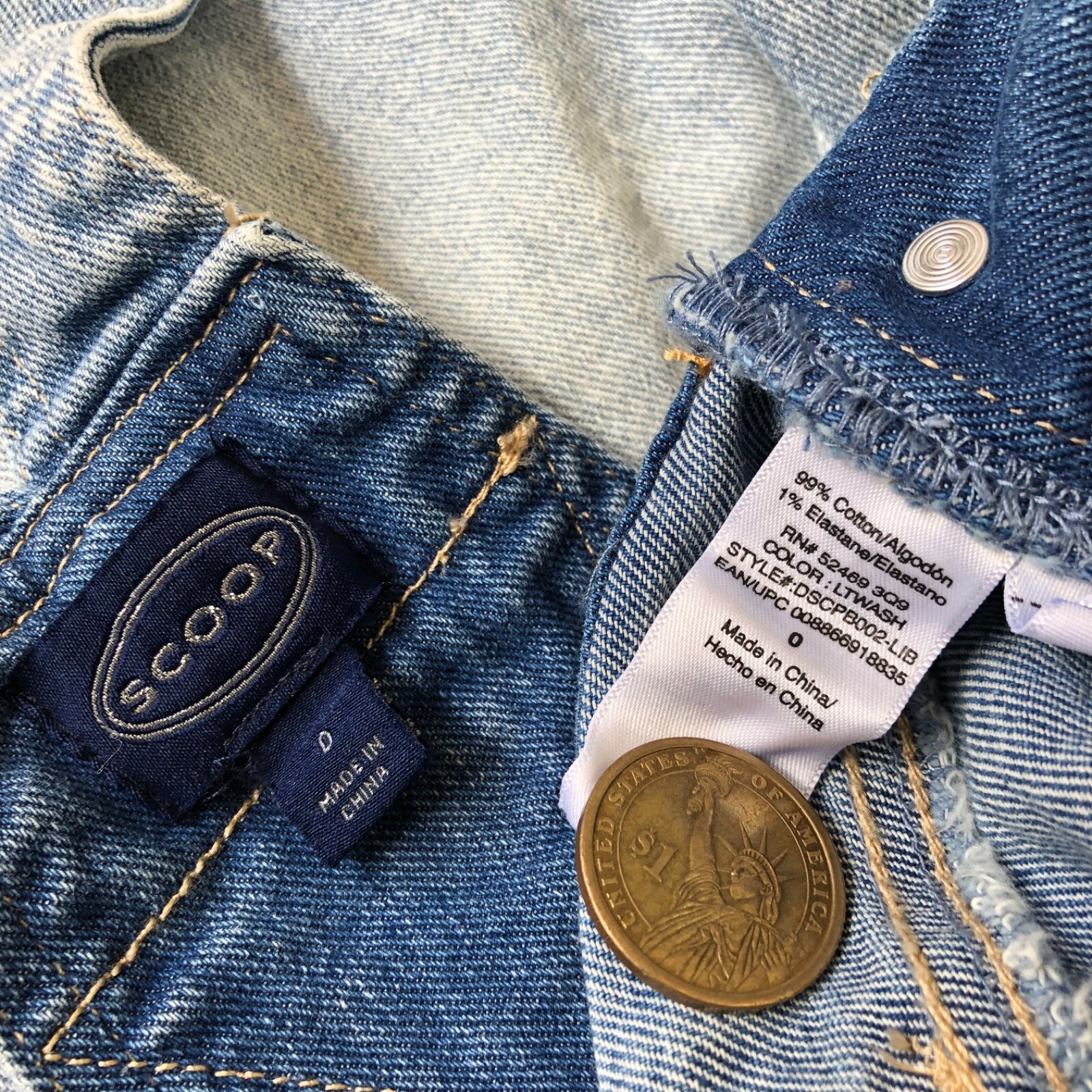 Scoop Retro Denim Overal Distressed Light Wash VG
