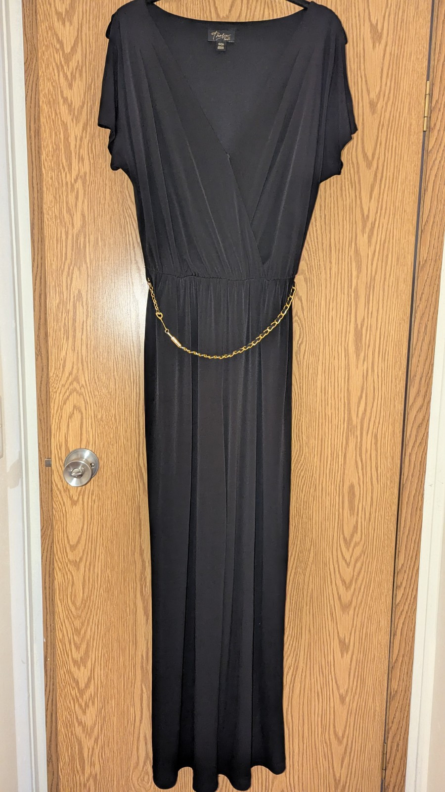 GUC Sz S Small Thalia Sodi Black Stretch W/Goldtone Chain Belt Jumpsuit Romper