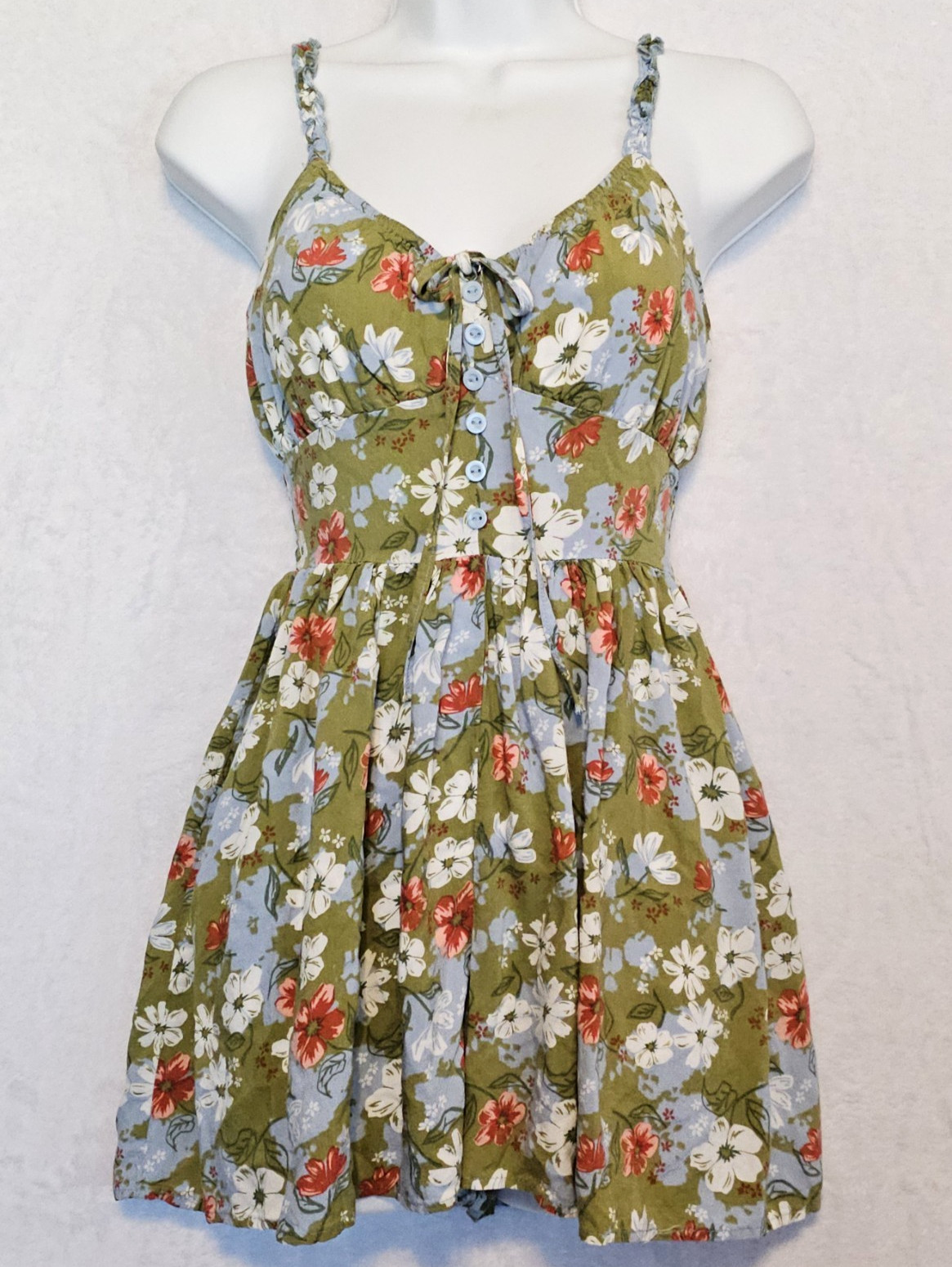 Floral Romper Shorts Sz S Smocked Back Babydoll Y2K Sleeveless Sexy Flirty