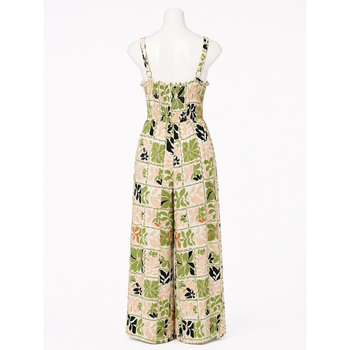 Luxology Women Green Tropical Floral Wide Leg Jumpsuit Size Medium NWT