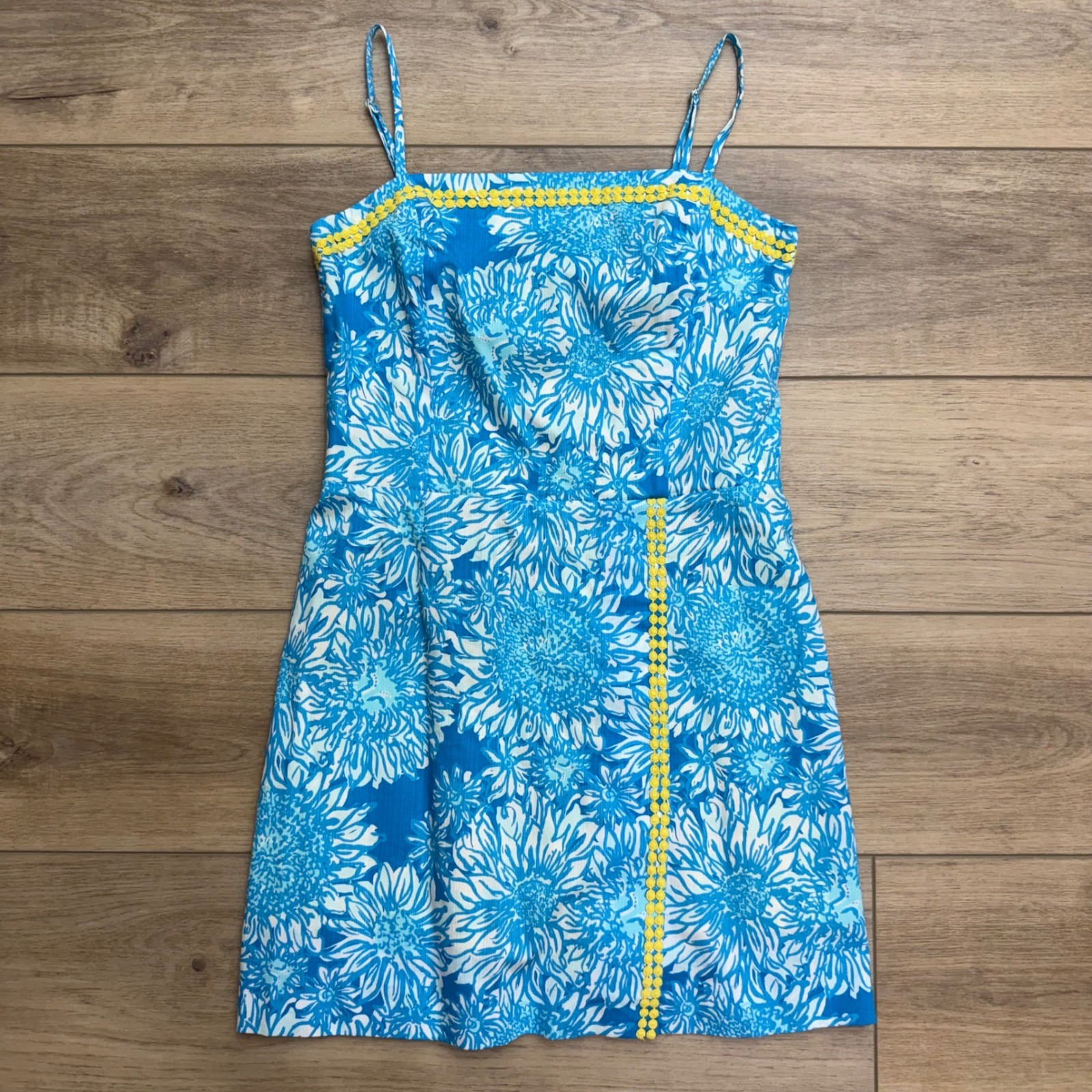 Lilly Pulitzer Jesse Romper 4 In The Sun Blue Sunflower Print Skort Dress Trim