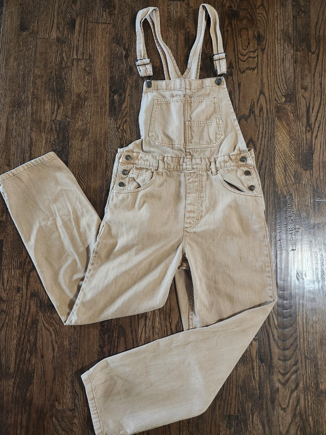 We The Free Good Luck Barrel Overalls Tan Relaxed Slouchy silhouette size medium