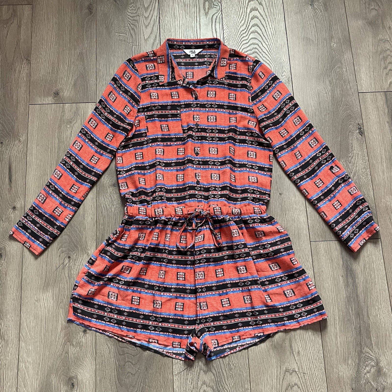 Jack by BB Dakota Women’s Medium Long Sleeve Printed Romper
