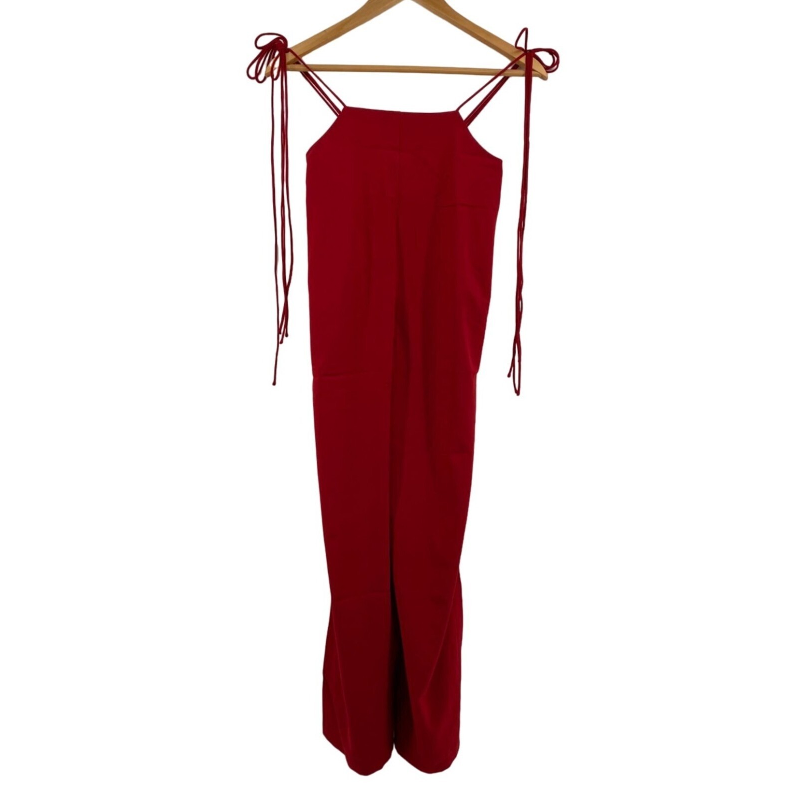 Grey Lab Red Spaghetti Strap Jumpsuit With Side Ties & Back Zipper Small New