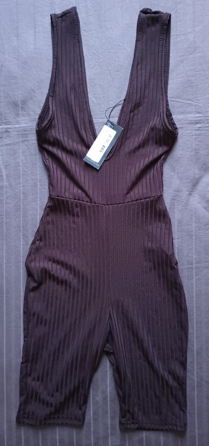 NWT Pretty Little Things Ribbed Unitard Women’s Size 0 (UK 4) Brown Sleeveless