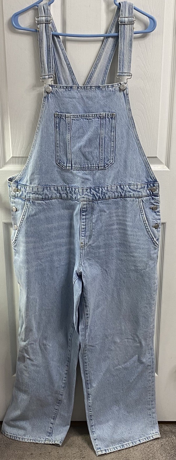 Clockhouse Unisex Dungarees Light Blue Denim Bib Overalls Sz.44 See Msrmnts EUC