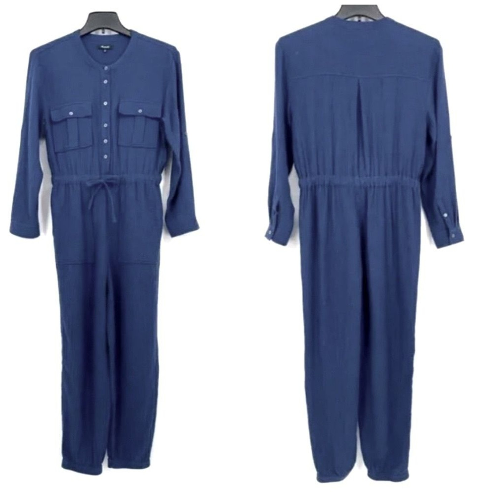 MADEWELL Lightspun Tapered-Leg Jumpsuit XS 0 Gauze Cotton Utility Cargo Coverall