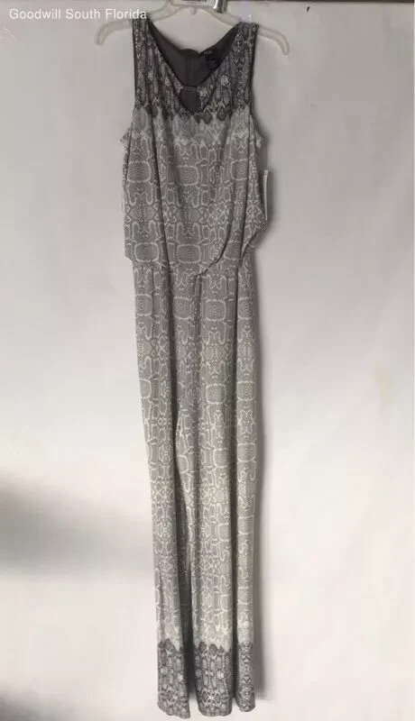 JUMPSUIT Large L 12 14 16 Tall MSK Womens Gray Snake Print Sleeveless NEW